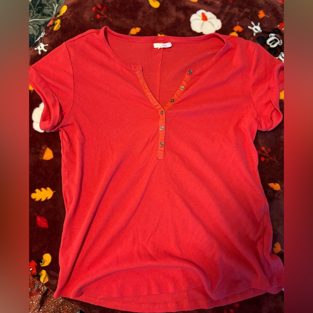 Maurices Vibrant Red Henley Top